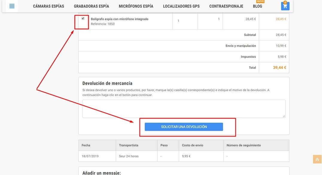 Derecho desestimiento cliente